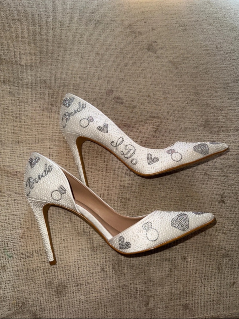 INC International Concepts White Crystal 'I Do' Embellished Pointed-Toe Pumps